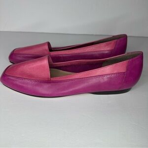 Enzo Angiolini Liberty Leather Loafers Two-Tone Pink Brazil Made 8.5M